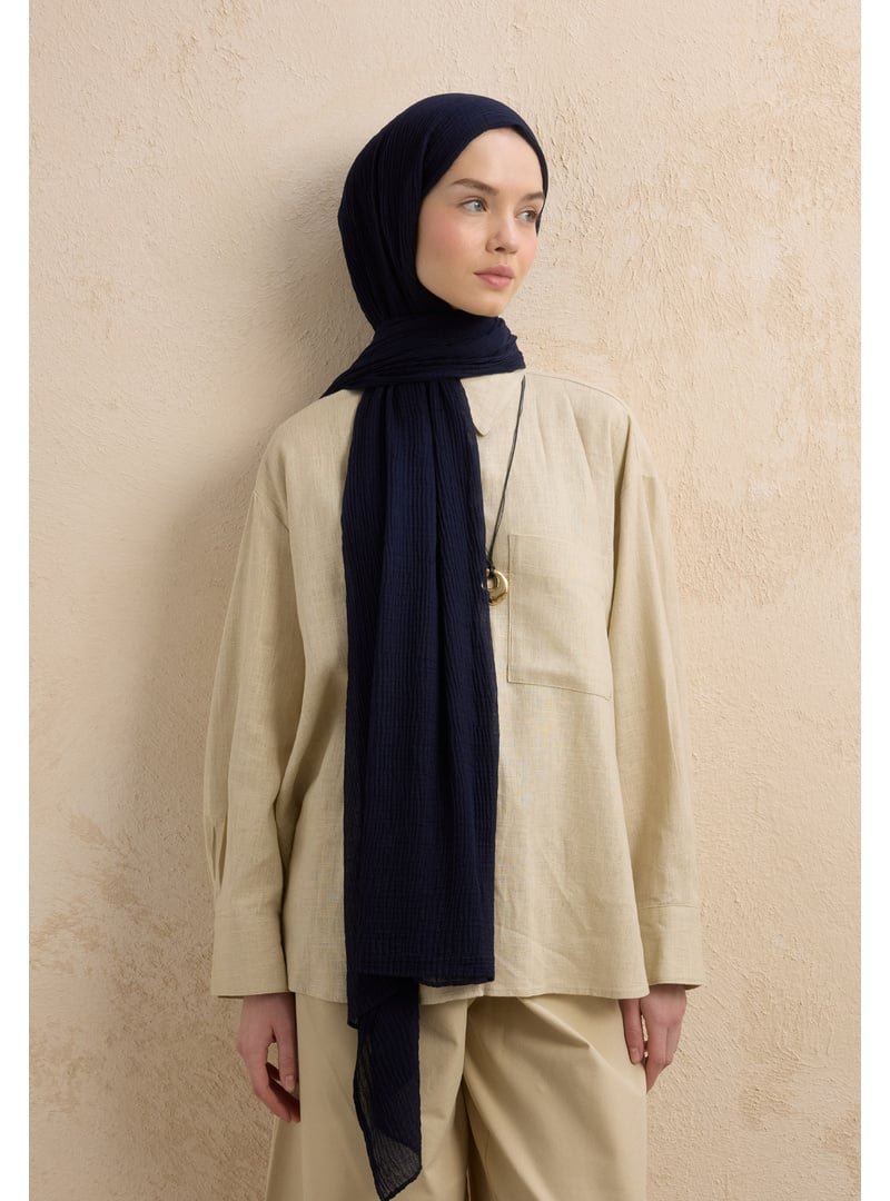 FRESHSCARFS Lacivert Modal Krinkıl Şal