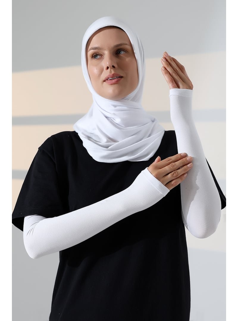 İhvanonline Avuç İçi Uzun Penye Kolluk Beyaz