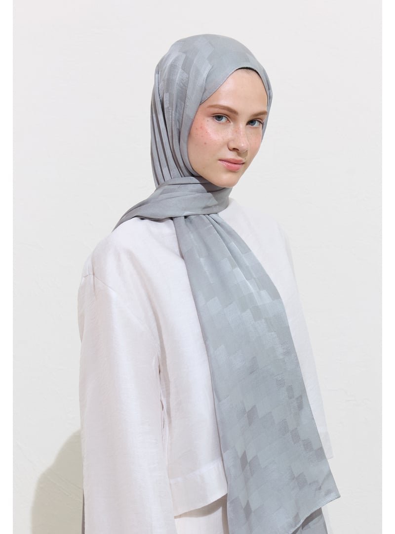 FRESHSCARFS Nori İpeksi Jakar Şal Gümüş