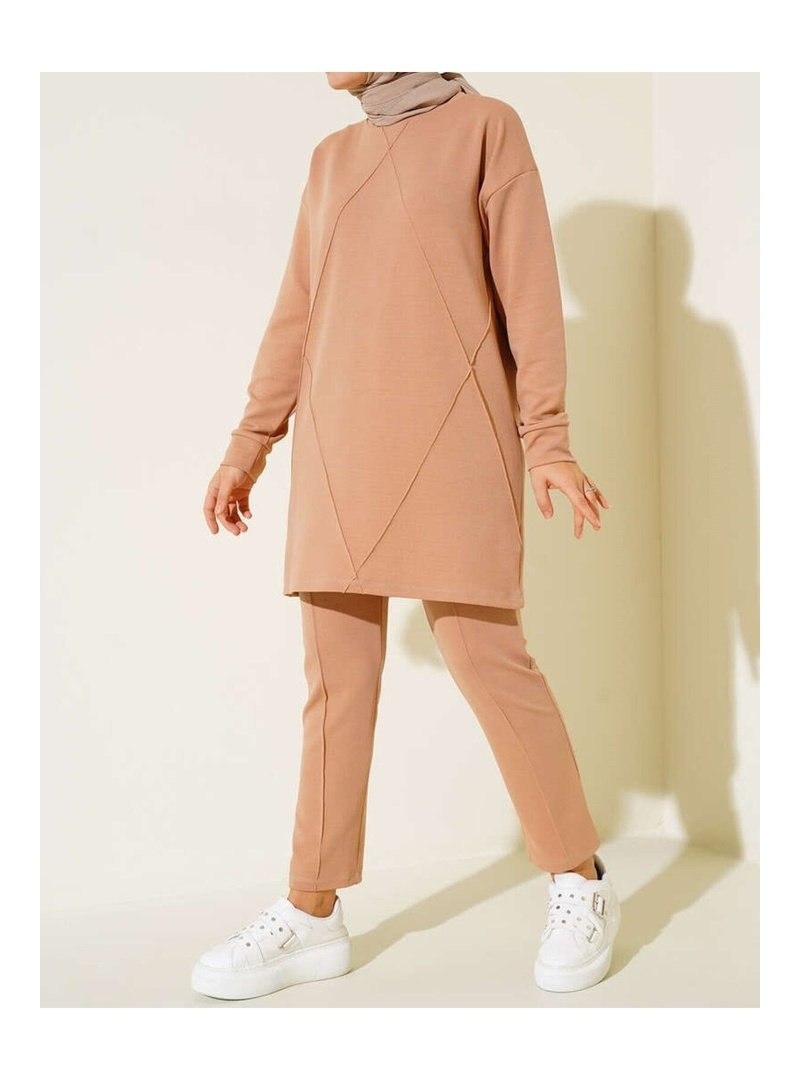 Volt Clothing Bej Çıma Desenli İkili Takım