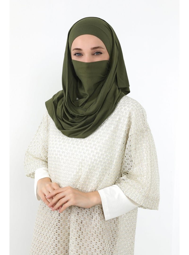 Aisha`s Design Haki Boyun Kapatan Peçe Özellikli Penye Boneli Şal,ps