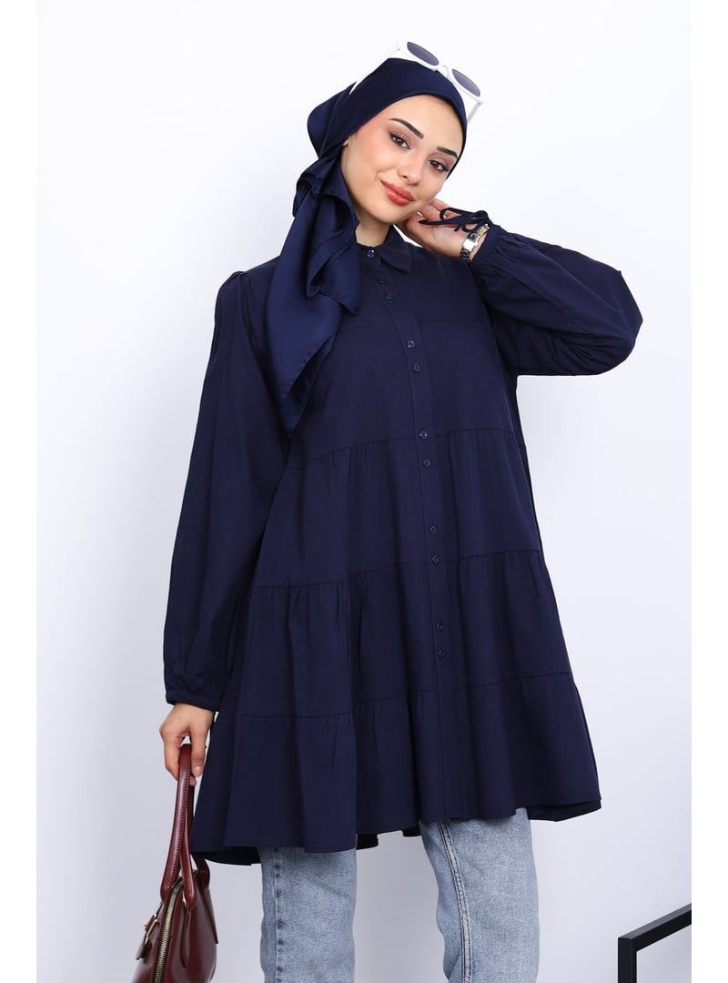 İmaj Butik Lacivert Kol Bağcıklı Tunik