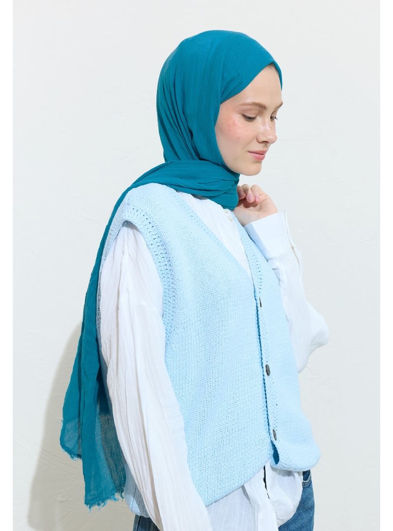 FRESHSCARFS Pamuklu Keten Şal Blue Jelly