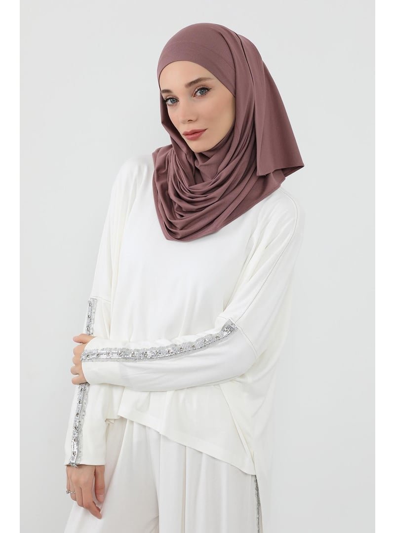 Aisha`s Design Gül Kurusu Boyun Kapatan Peçe Özellikli Penye Boneli Şal,ps