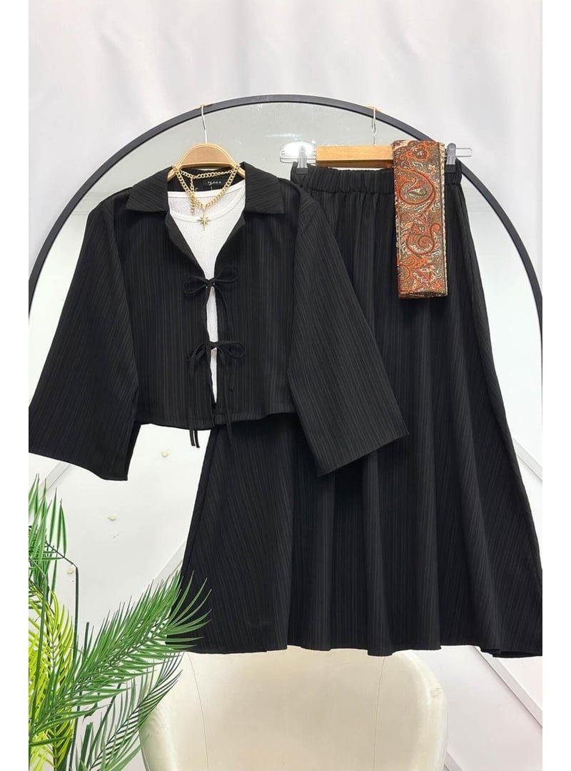 Volt Clothing Siyah Merve Etek Ceket İkili Takım