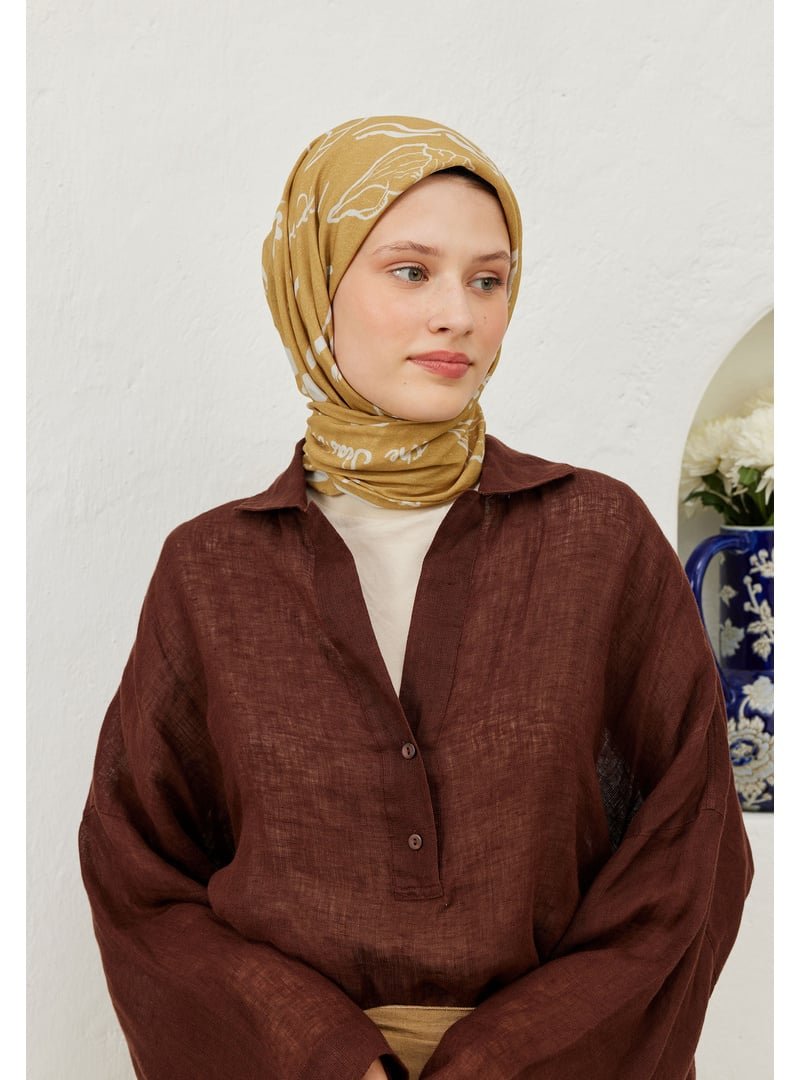 FRESHSCARFS Sarı Summer Vibes Desen Pamuk Vual Eşarp Soft