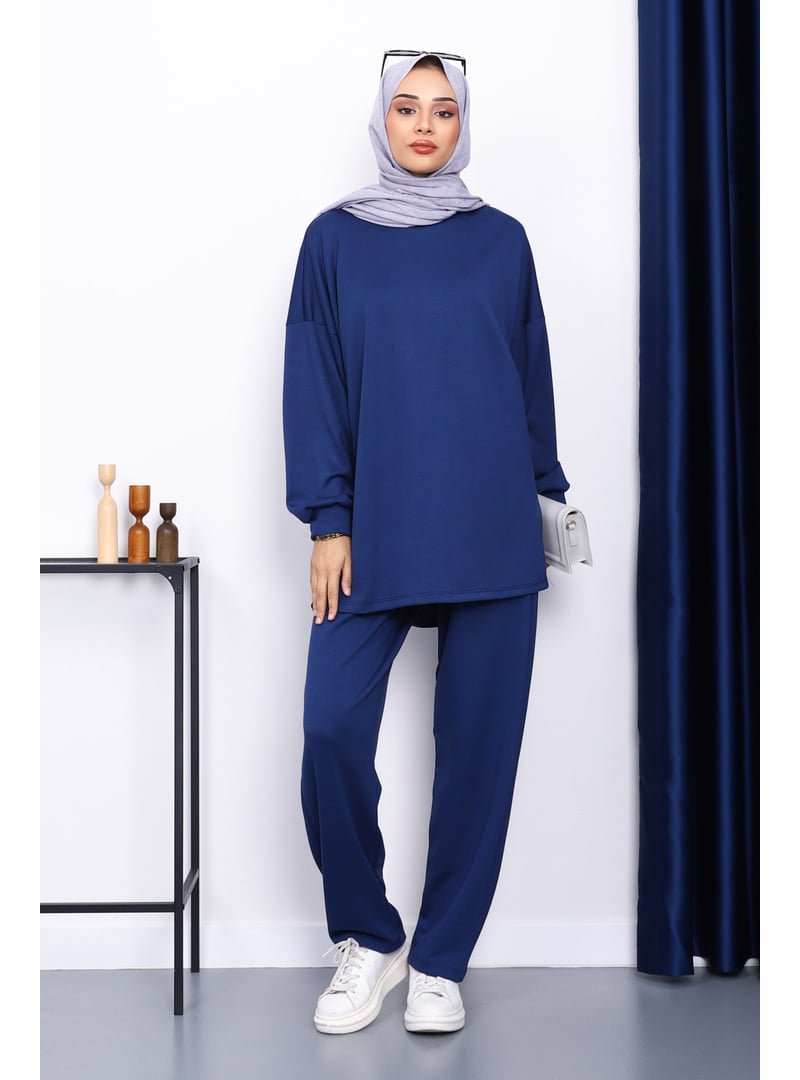 İmaj Butik Lacivert Bisiklet Yaka Tunik Pantolonlu Takım