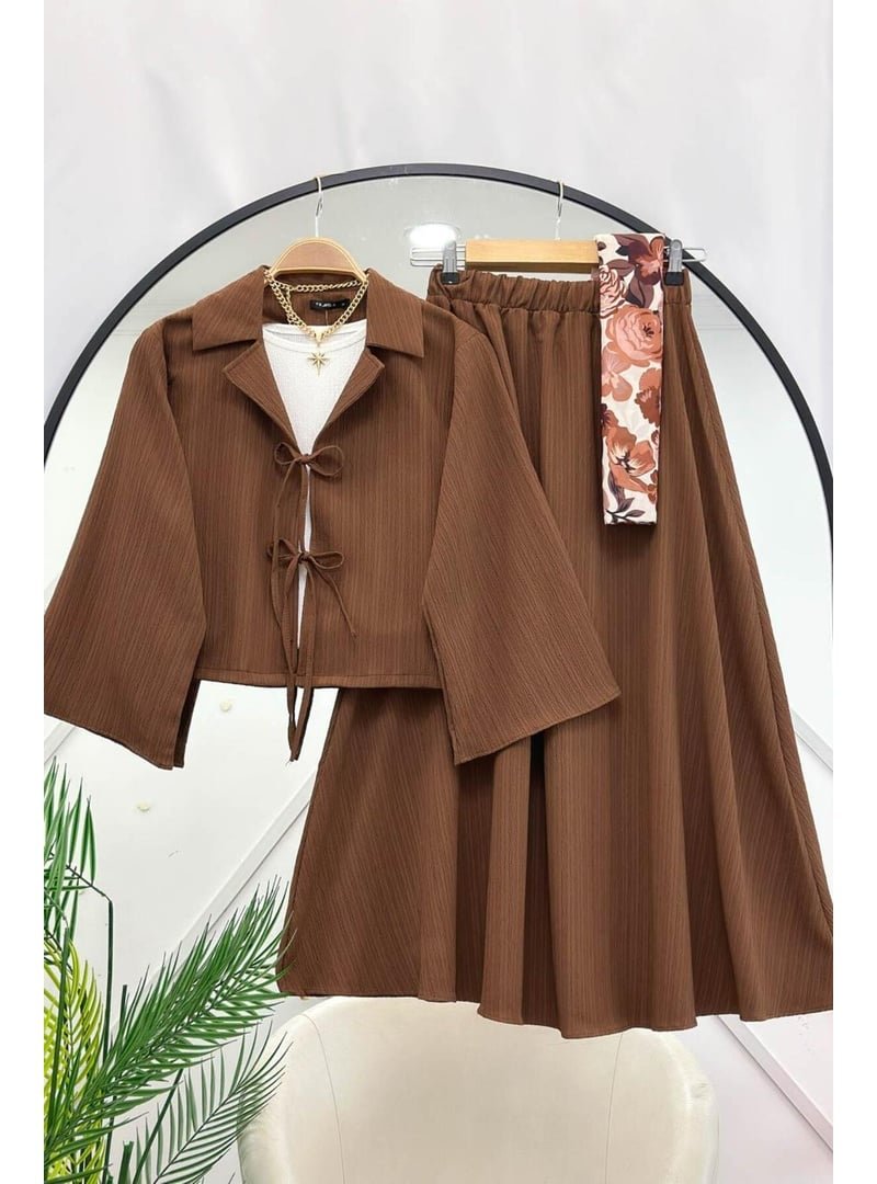 Volt Clothing Kahverengi Merve Etek Ceket İkili Takım