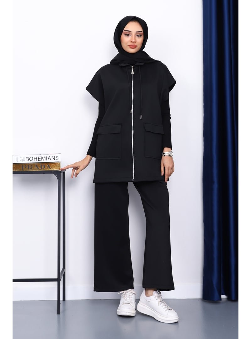 İmaj Butik Siyah Yelek Pantolonlu Scuba Takım