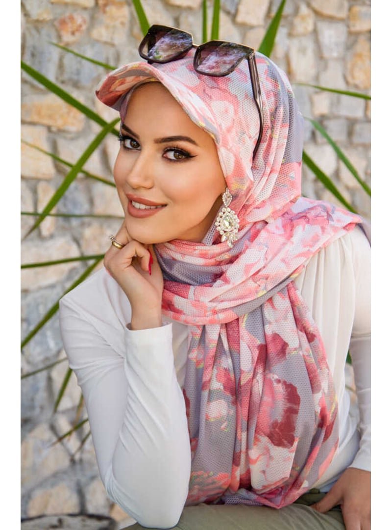 AİŞE TESETTÜR Desen Kepli Bandana Şapka Şal