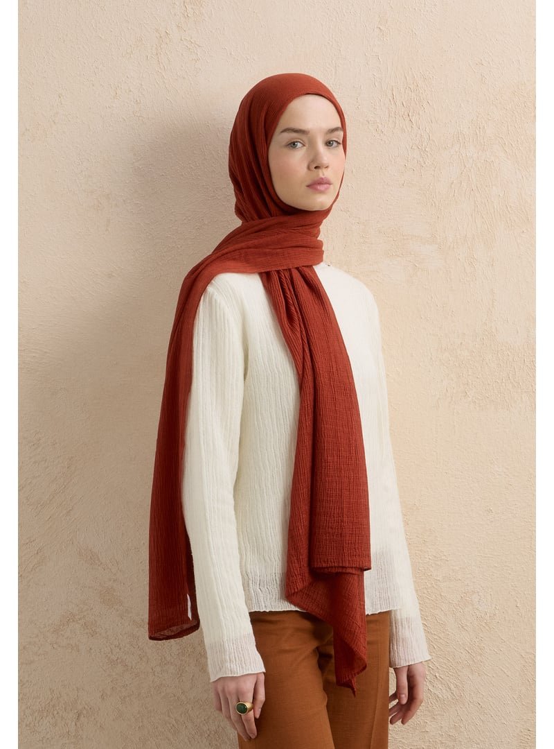 FRESHSCARFS Kiremit Modal Krinkıl Şal