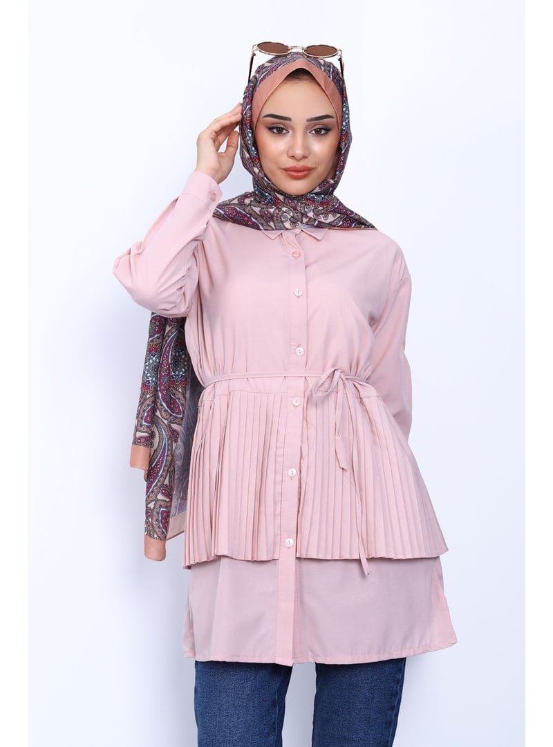 İmaj Butik Pudra Yan Bağlamalı Poplin Tunik
