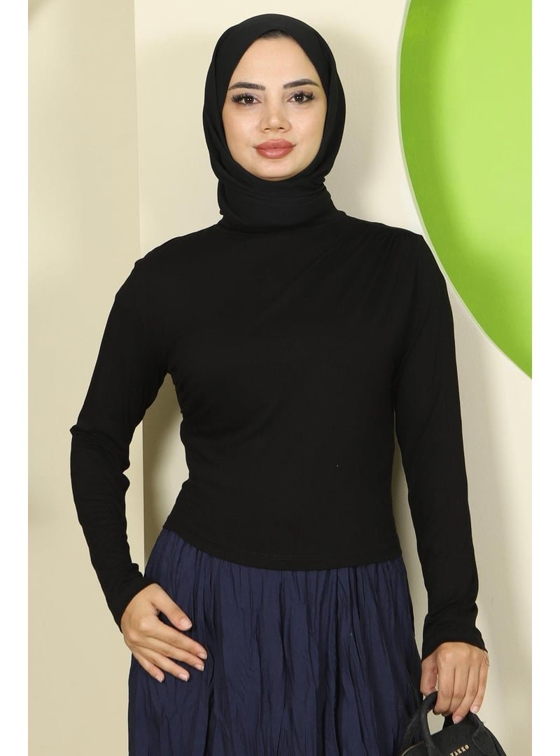 Hafsa Mina Siyah Drapeli Body Hafsa Mina Siyah Drapeli Body