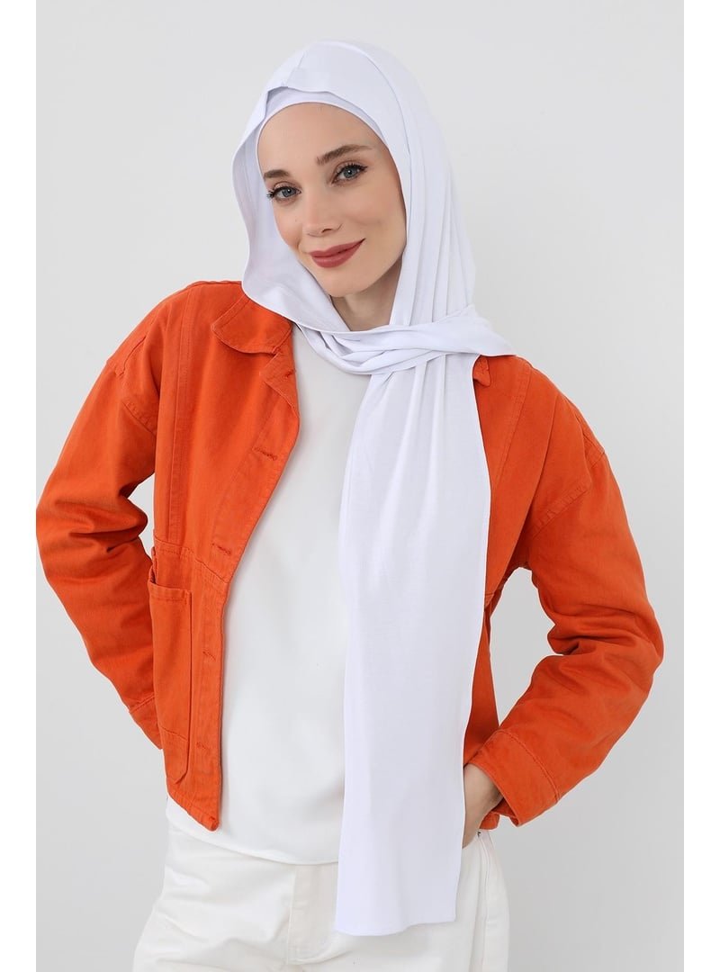 Aisha`s Design Beyaz İç Boneli Hazır Penye Şal,ps Aisha`s Design Beyaz İç Boneli Hazır Penye Şal,ps