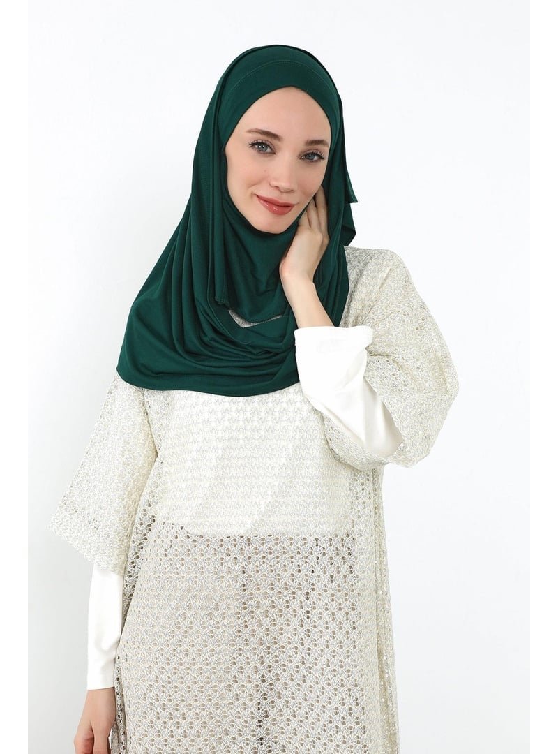 Aisha`s Design Yeşil Boyun Kapatan Peçe Özellikli Penye Boneli Şal,ps