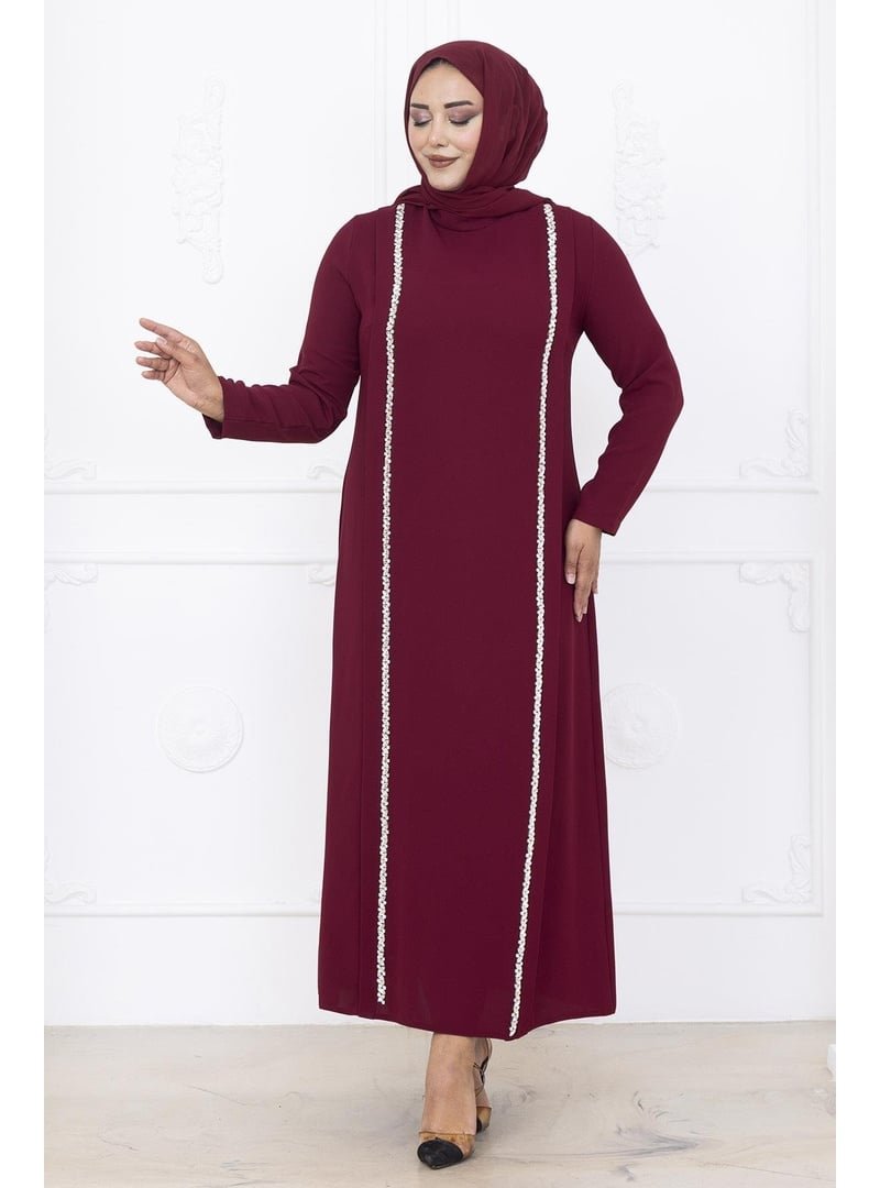 Amine Hüma Bordo Yakut Abiye Elbise