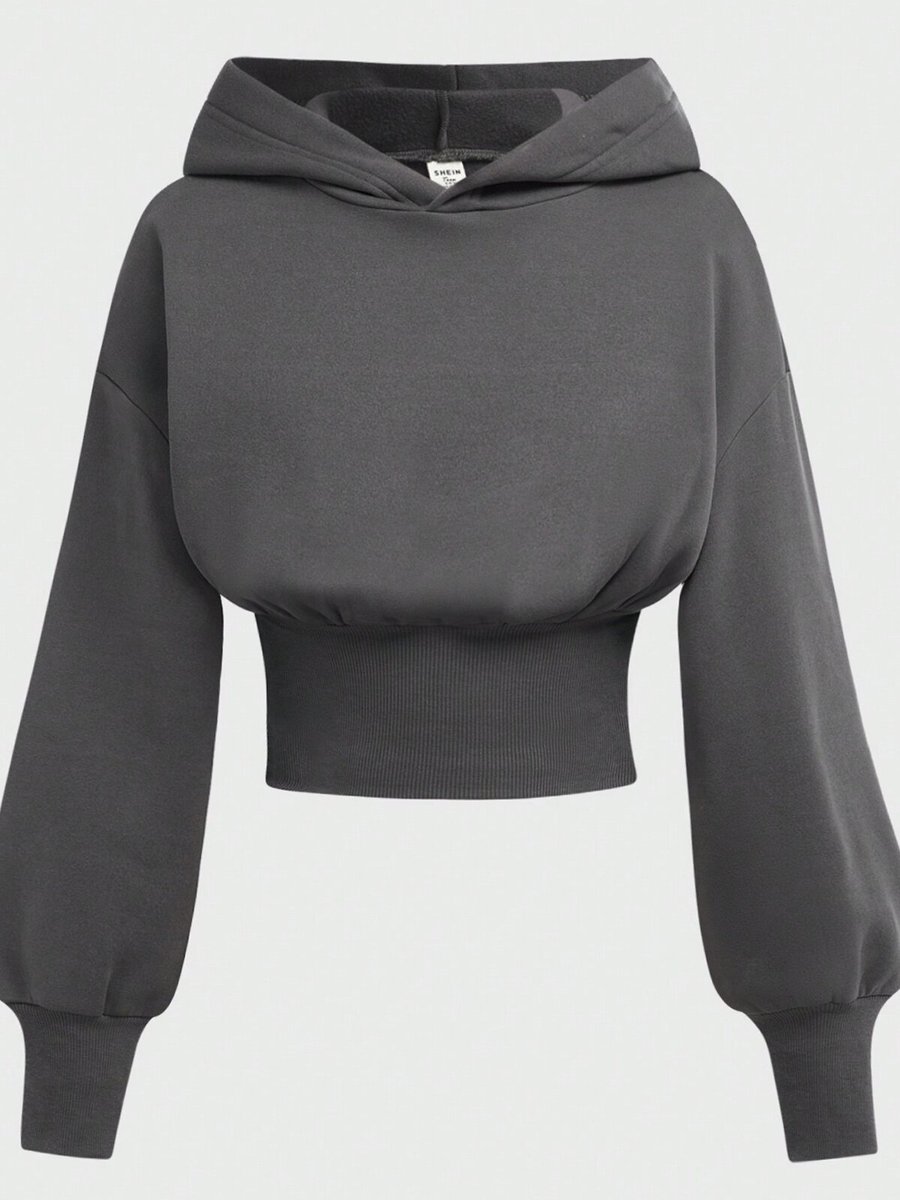 Baby Xclub Gri Antrasit Crop Kapüşonlu Sweatshirt