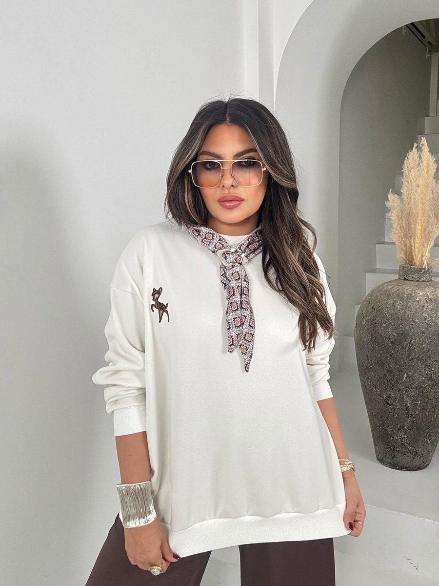Sohotique By P Ekru Yakası Şal Detaylı Twst Model Sweatshirt