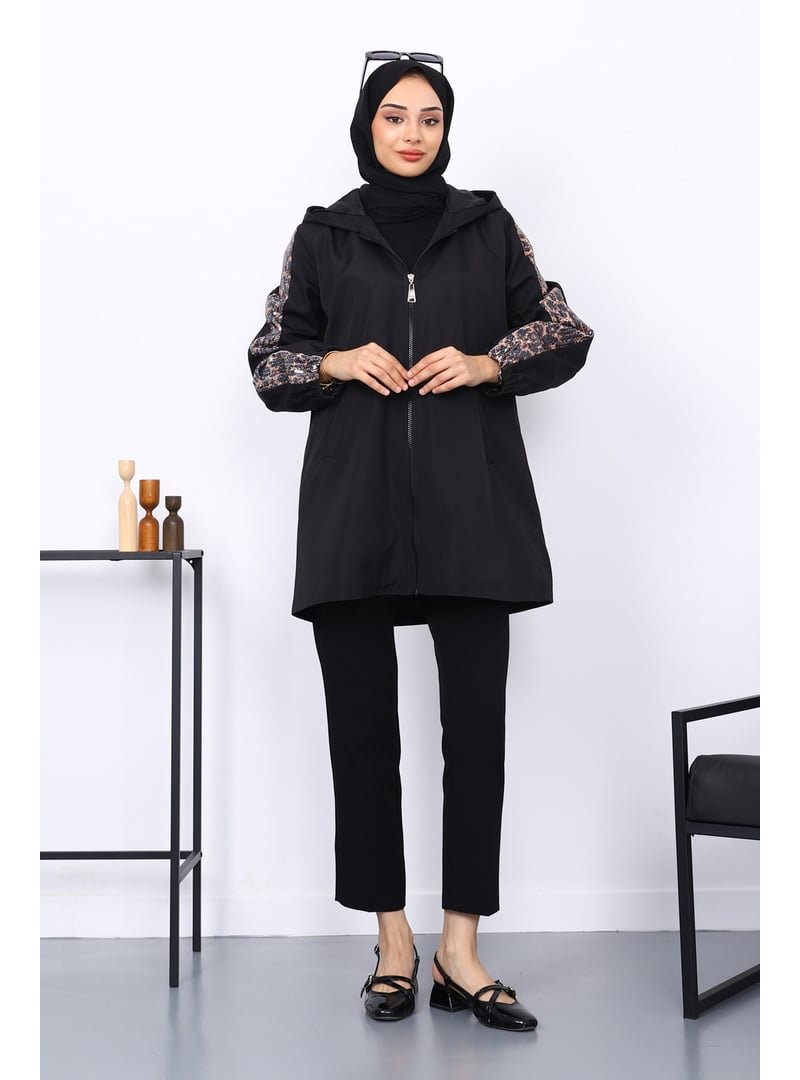 İmaj Butik Siyah Kol Pul Detaylı Trençkot