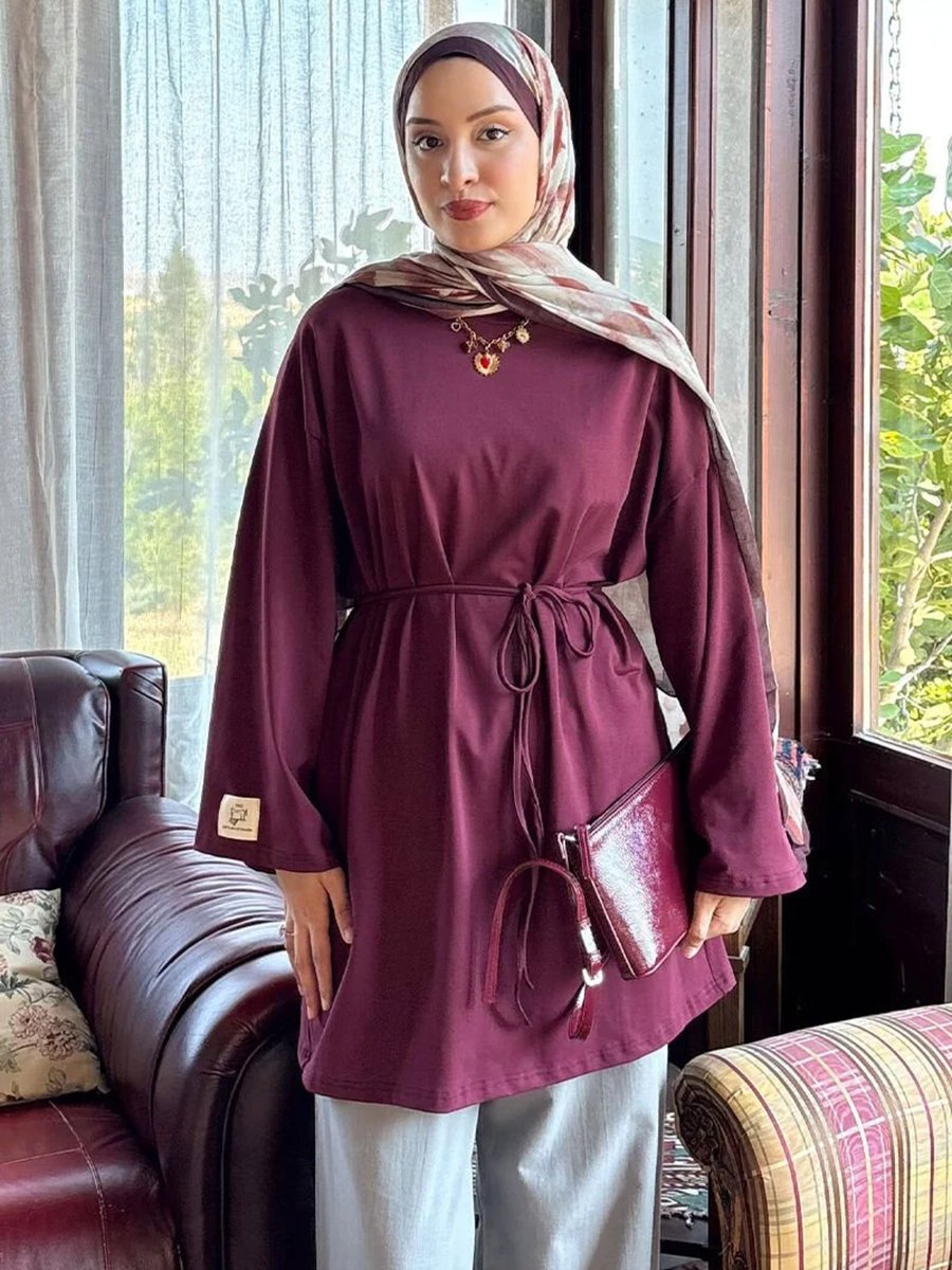 Ceylan Otantik Bordo Tunik