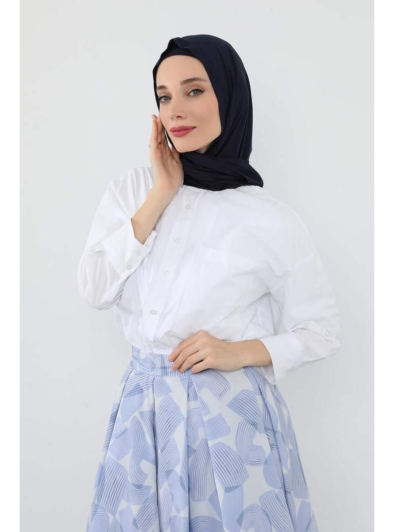 Aisha`s Design Lacivert İç Boneli Hazır Penye Şal,ps