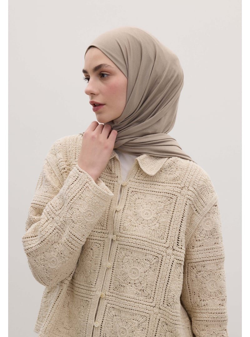 FRESHSCARFS Bej Bambu Penye Şal Naturel