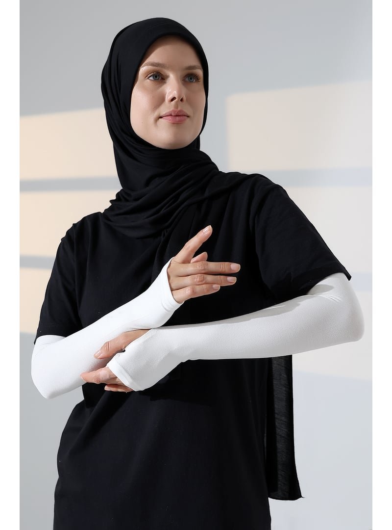 İhvanonline Krem Parmak Geçmeli Penye Kolluk