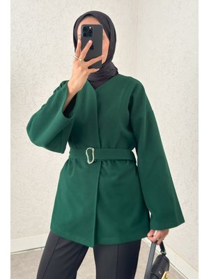 Salih Çelebi Zümrüt Yeşili Premium Kaşe Kaban