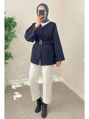 Salih Çelebi Lacivert Premium Kaşe Kaban