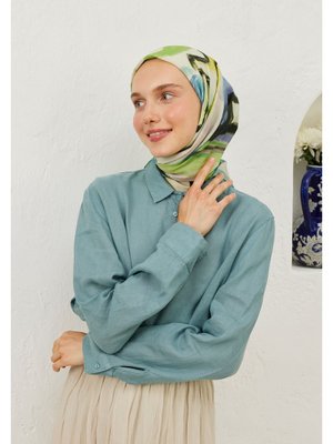 FRESHSCARFS Colour Waves Desen Pamuk Vual Eşarp Mint