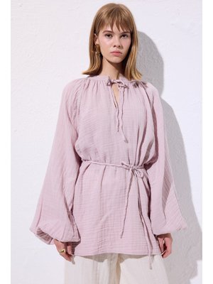 MANUKA Pudra Müslin Bağlamalı Bluz