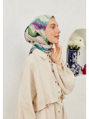 FRESHSCARFS İndigo Colour Waves Desen Pamuk Vual Eşarp