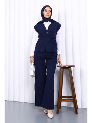 İmaj Butik Lacivert Yelek Pantolon İkili Takım