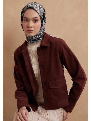 FRESHSCARFS Antrasit Lena Desen Pamuk İpek Eşarp