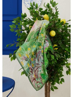 FRESHSCARFS Yeşil Summer Sunset Desen Pamuk Vual Eşarp