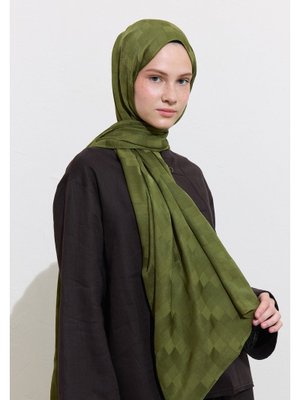 FRESHSCARFS Haki Nori İpeksi Jakar Şal