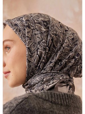 FRESHSCARFS Siyah Paısley Desen Pamuk İpek Eşarp