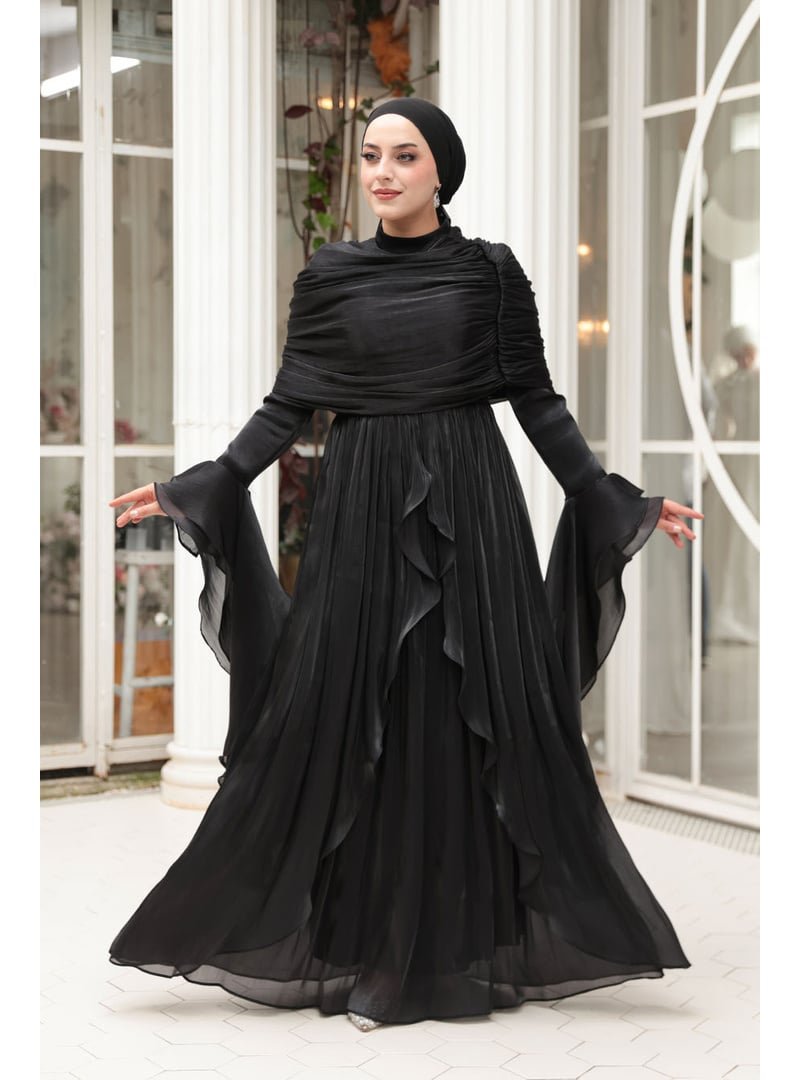 Neva Style Fırfır Detaylı Siyah 53981s