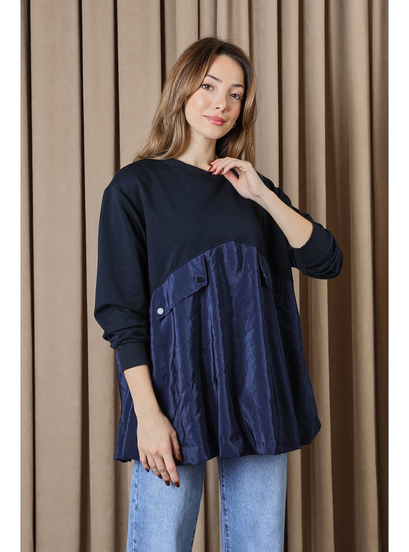 Podyumplus 20714tun Cep Kapağı Detaylı Oversize Tunik