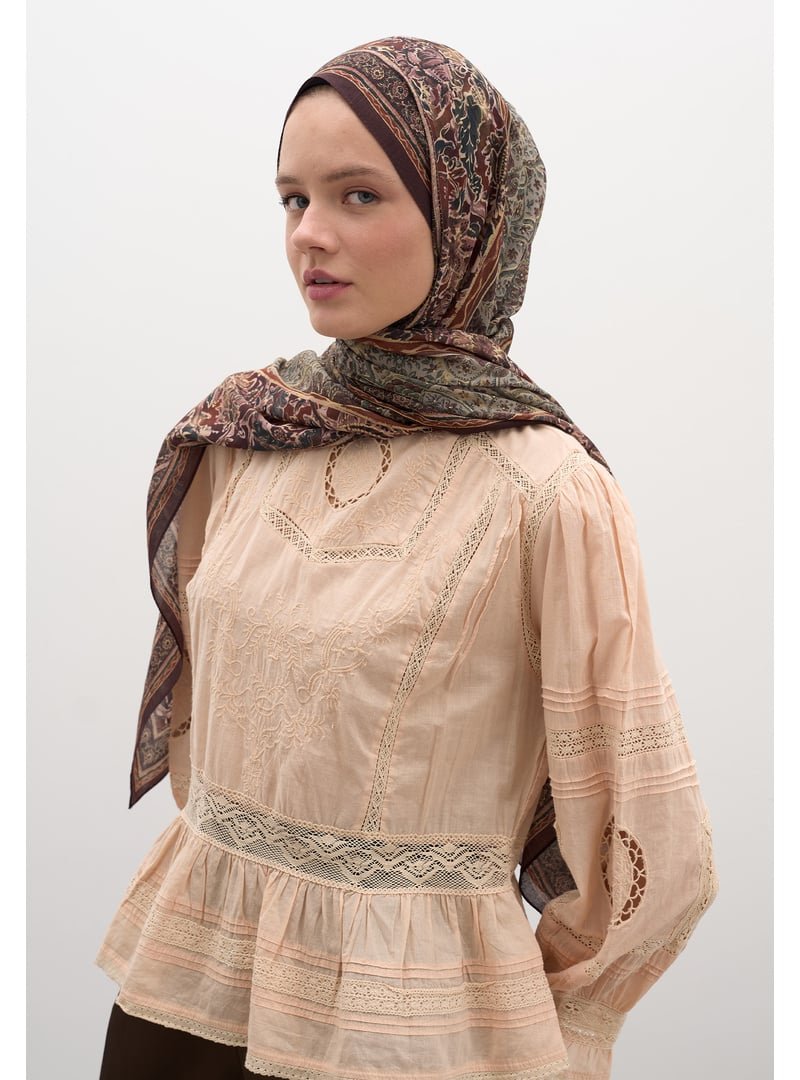 FRESHSCARFS Bordo Vanessa Desen Şal FRESHSCARFS Bordo Vanessa Desen Şal