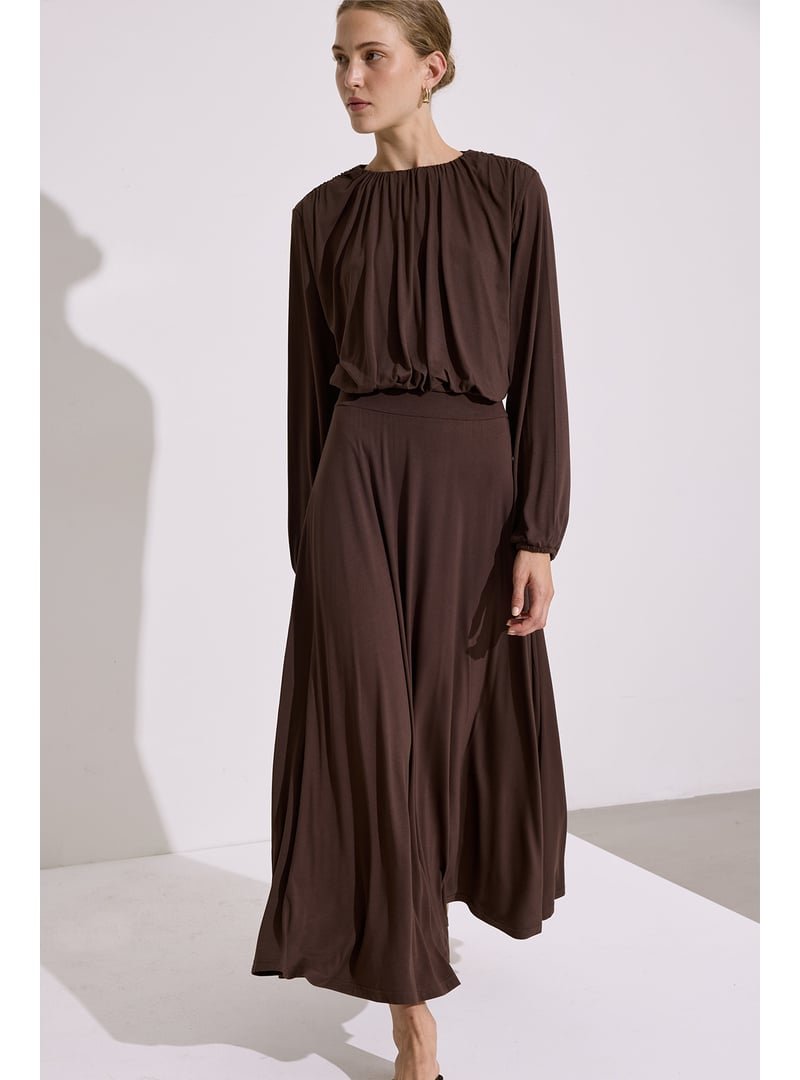 MANUKA Kahverengi Dökümlü Etek MANUKA Kahverengi Dökümlü Etek