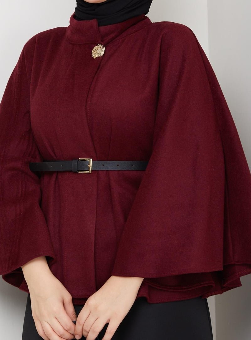 Nergis Neva Kaşe Sarı Dügmeli Deri Kemerli Panço Nergis Neva Kaşe Sarı Dügmeli Deri Kemerli Panço