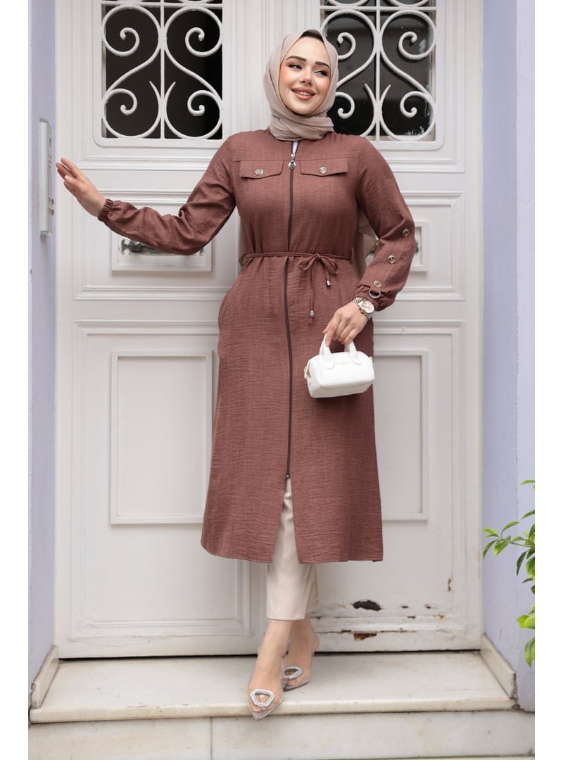 Neva Style Düğmeli Kahverengi Tunik 645kh