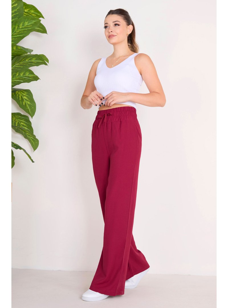Tofisa Bordo Beli Lastikli Pantolon