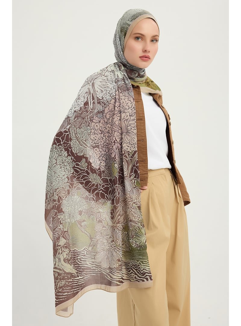 ŞALESS 70x190 Cm Sessiz Mevsimler Yeşil Kahve Efilia Desenli Şal ŞALESS 70x190 Cm Sessiz Mevsimler Yeşil Kahve Efilia Desenli Şal