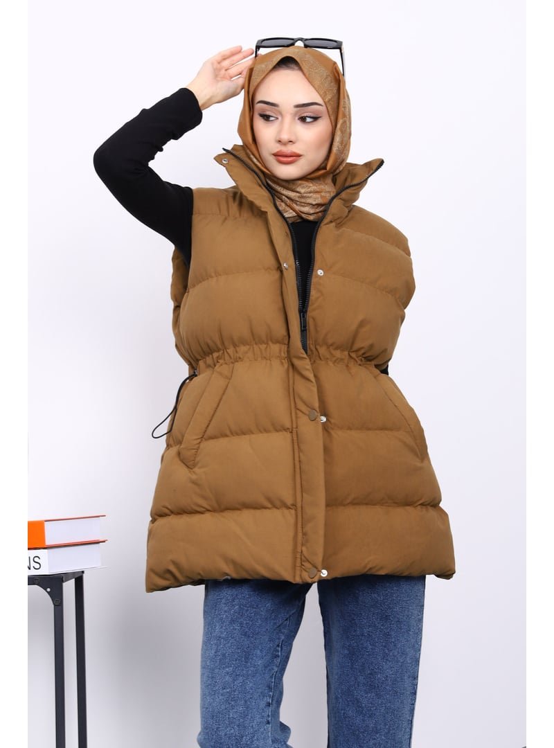 İmaj Butik Camel Bel Lastikli Cepli Şişme Yelek İmaj Butik Camel Bel Lastikli Cepli Şişme Yelek