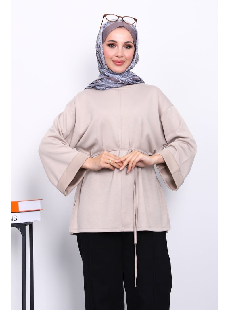 İmaj Butik Vizon Yanları Yırtmaçlı Bel İpli Tunik