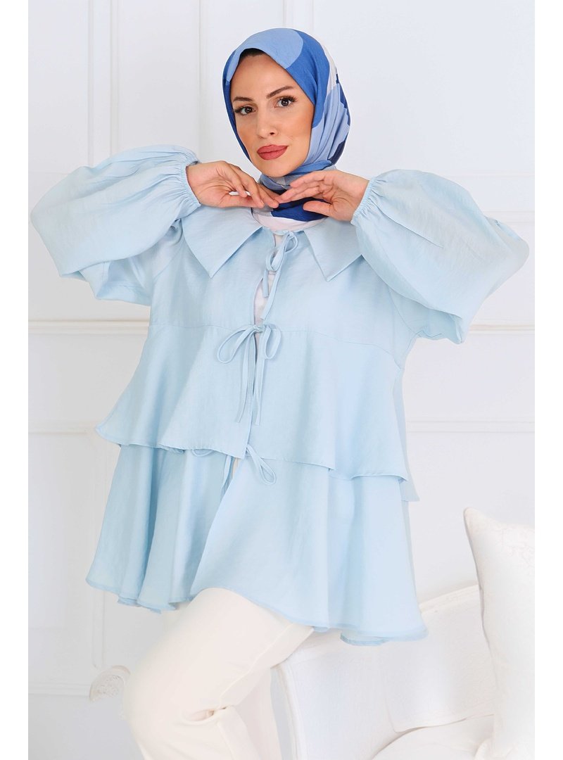 Tofisa Bebe Mavi Bağlamalı Gömlek