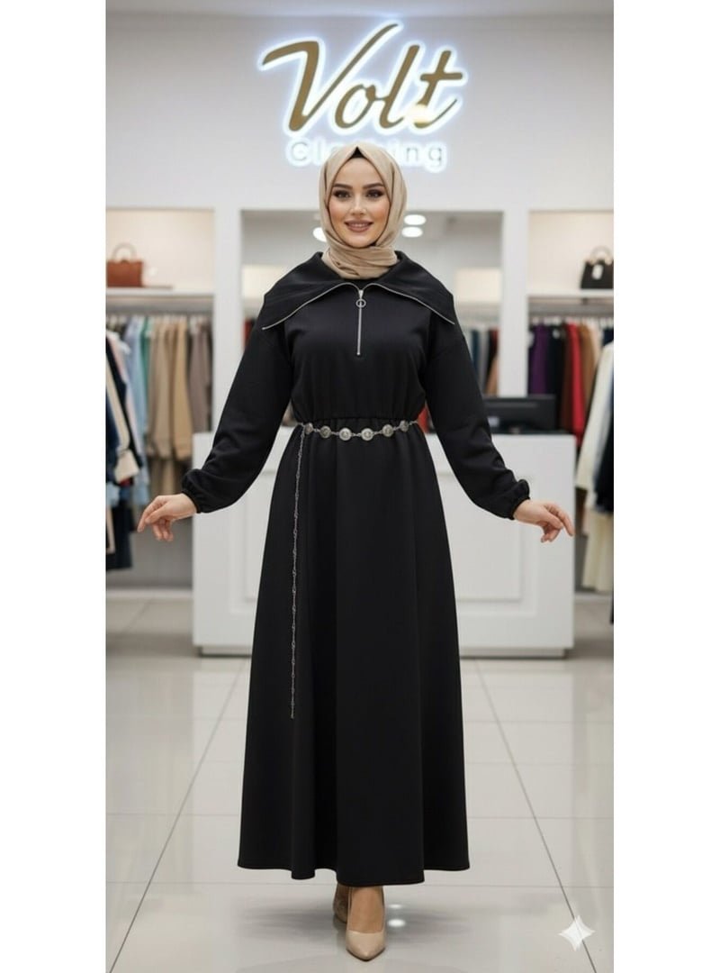 Volt Clothing Siyah Kemer Aksesuar Detaylı Elbise