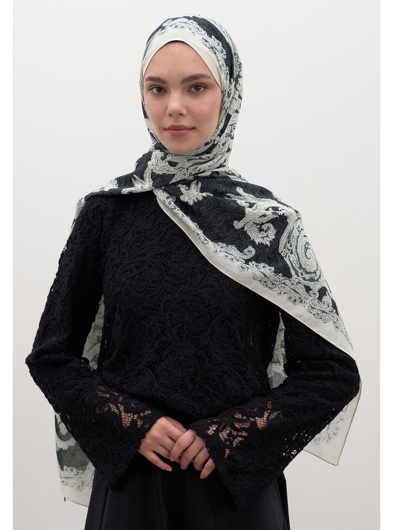 FRESHSCARFS Lacivert Wıld Paısley Desen Şal FRESHSCARFS Lacivert Wıld Paısley Desen Şal